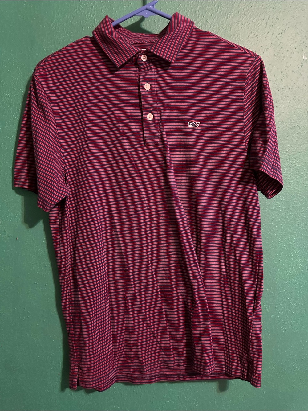 Vineyard Vines Men's Burgundy & Navy Thin-Stripe Polo
